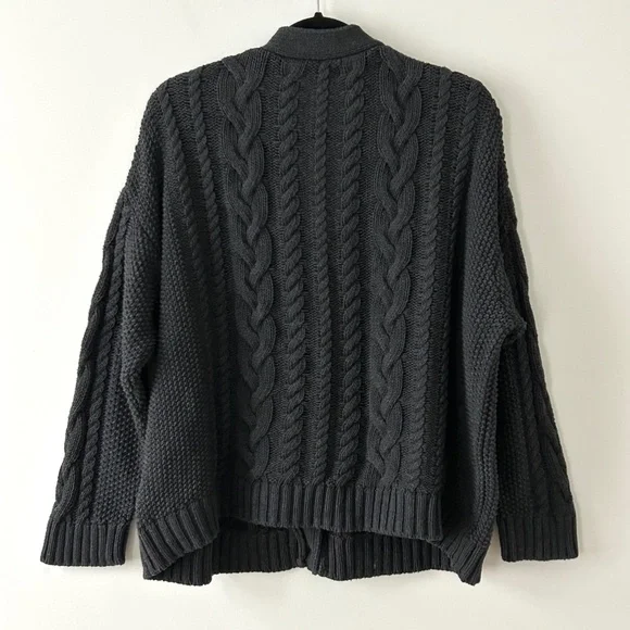 Quince 100% Organic Cotton Oversized Gray Cable Cardigan - Picture 9 of 16